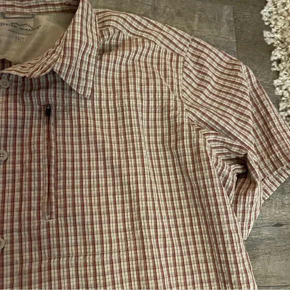 Eddie Bauer Men's Tan Plaid Button Down Shirt - Picture 3 of 10